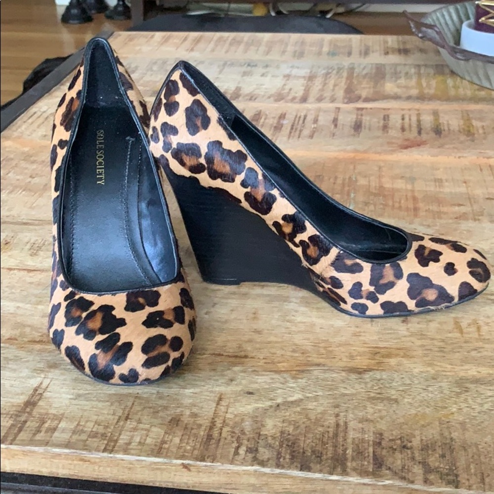 Sole Society Leopard Wedges